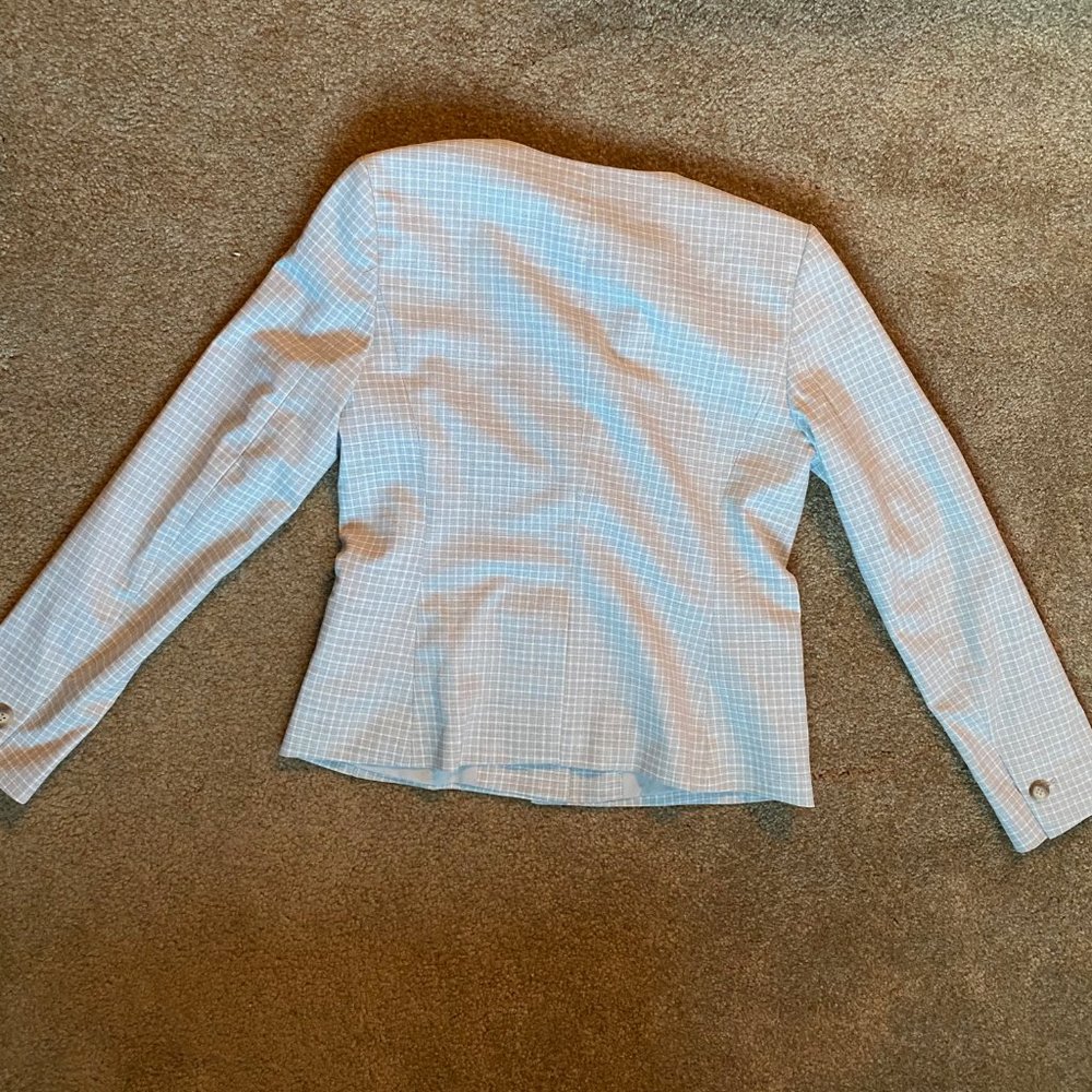 Petite Crewneck Jacket In Graph Check In Grey - Picture 3 of 6